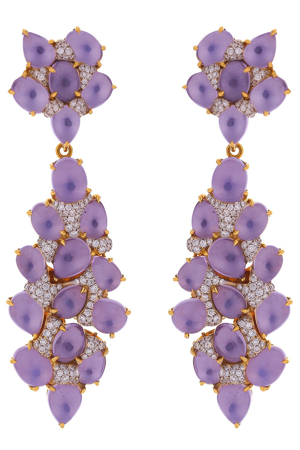 VICTOR VELYAN-Moon Quartz Grape Earrings-YELLOW GOLD