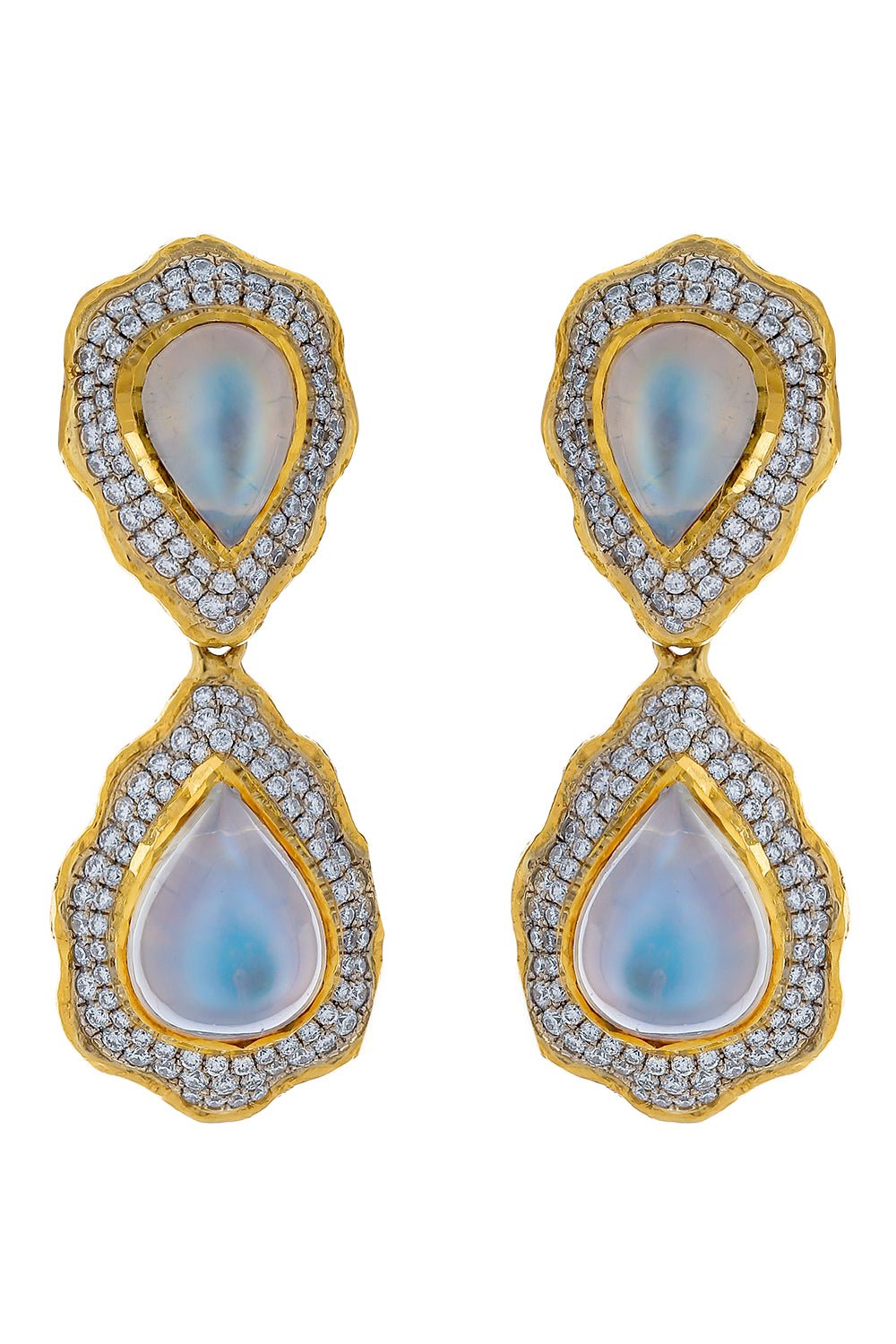 VICTOR VELYAN-Moonstone Diamond Earrings-YELLOW GOLD