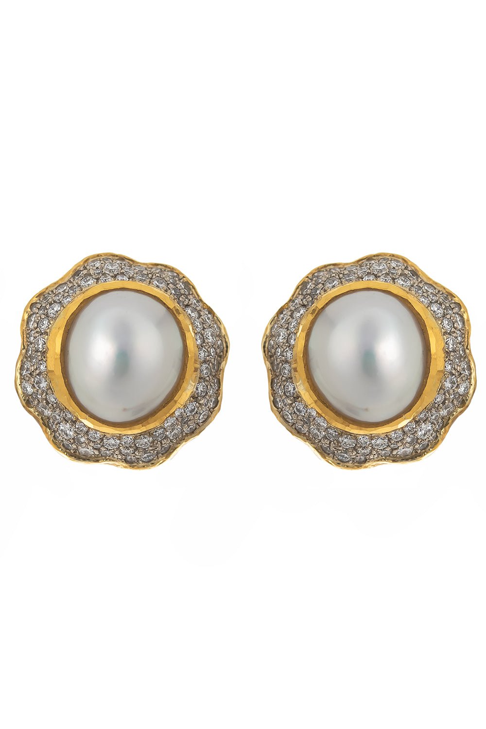 VICTOR VELYAN-Pearl Diamond Earrings-YELLOW GOLD