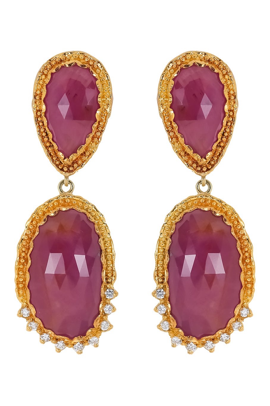 VICTOR VELYAN-Pink Sapphire Diamond Earrings-YELLOW GOLD