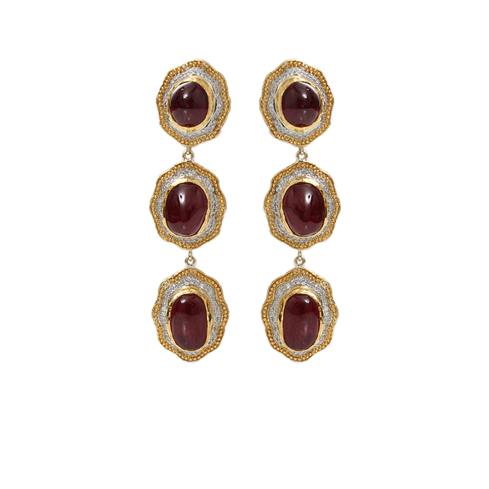 VICTOR VELYAN-Red Spinel Earrings-YELLOW GOLD