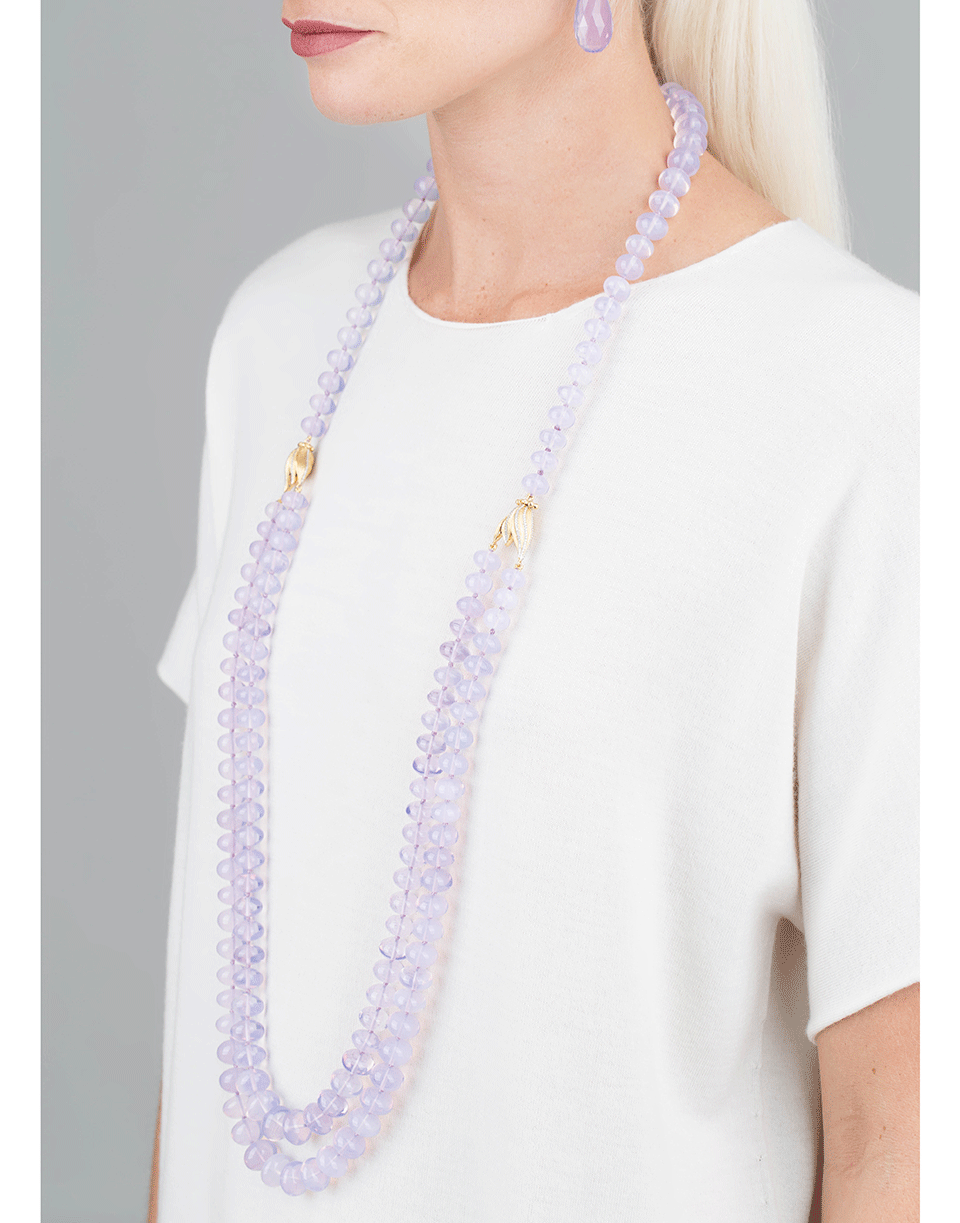 VICTOR VELYAN-Moon Quartz Beaded Necklace-YELLOW GOLD