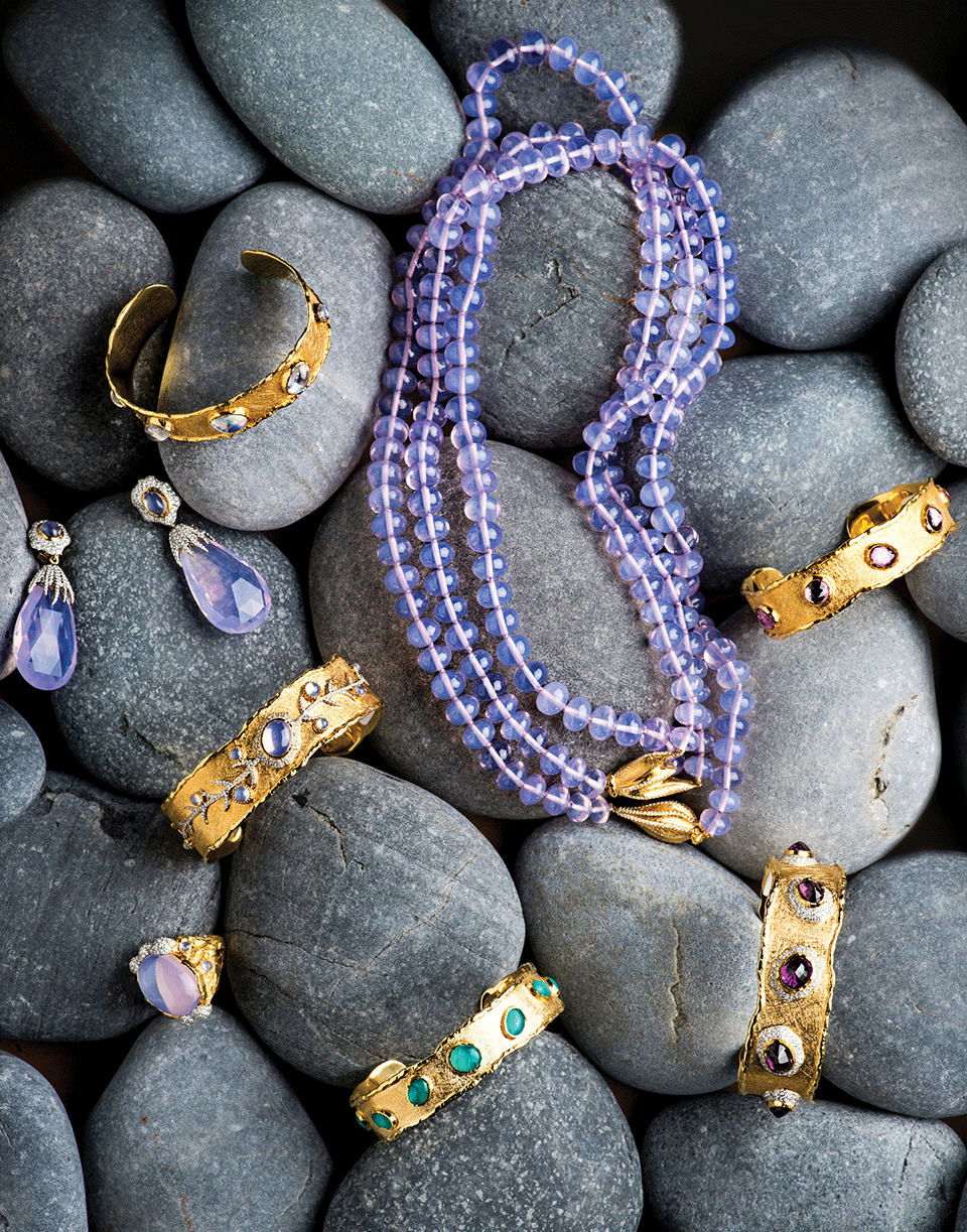 VICTOR VELYAN-Moon Quartz Beaded Necklace-YELLOW GOLD