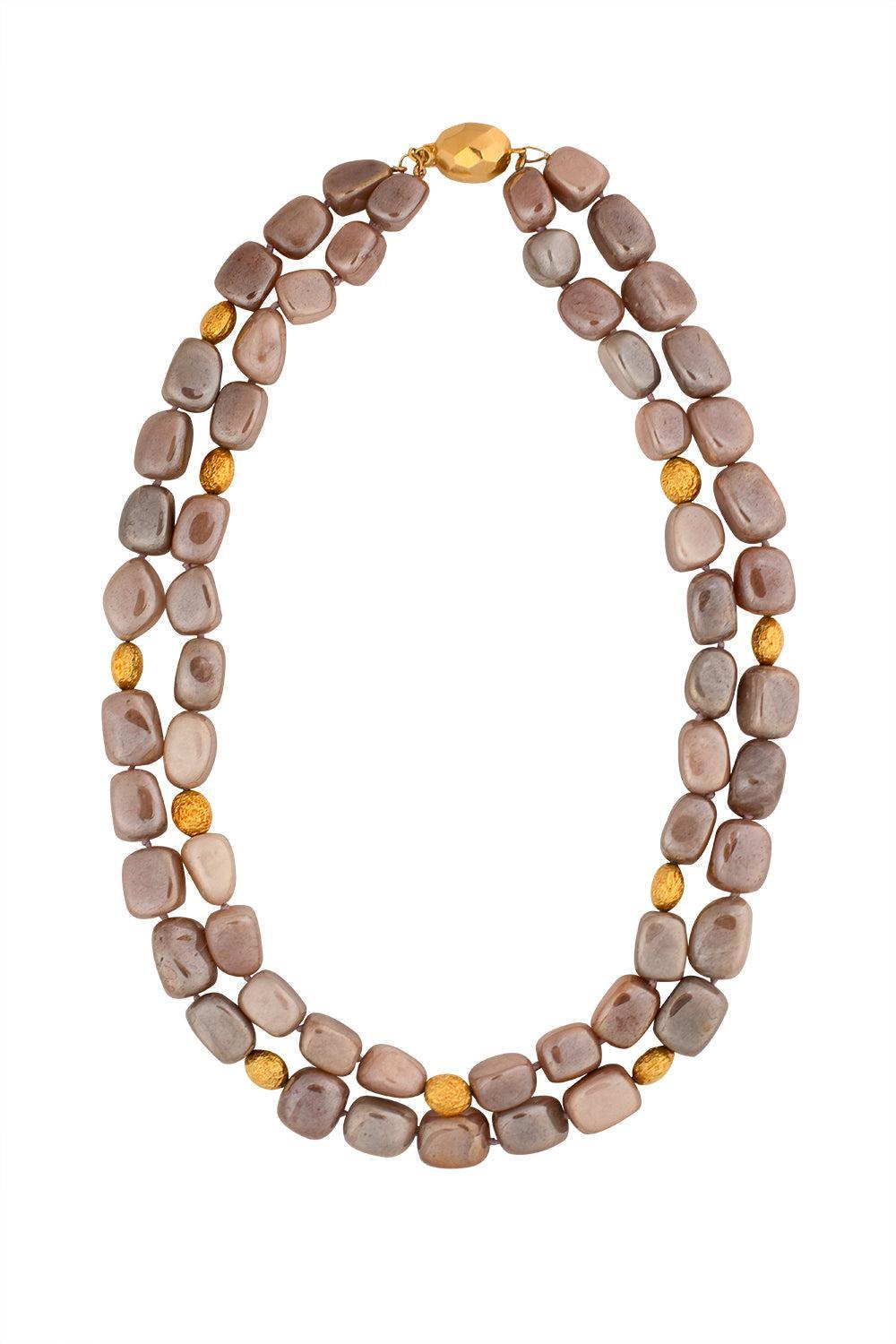 Two Strand Moonstone Necklace-YELLOW GOLD-JEWELRYFINE JEWELNECKLACE O-VICTOR VELYAN