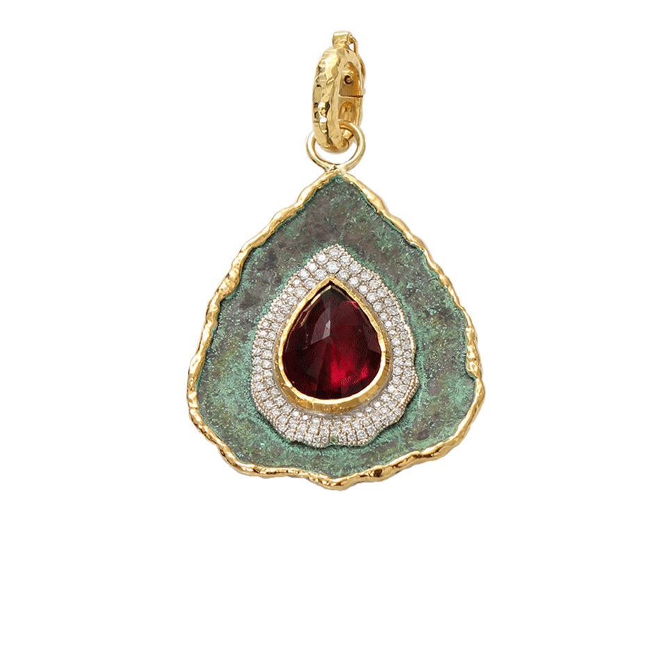 VICTOR VELYAN-Pink Tourmaline Pendant-YELLOW GOLD
