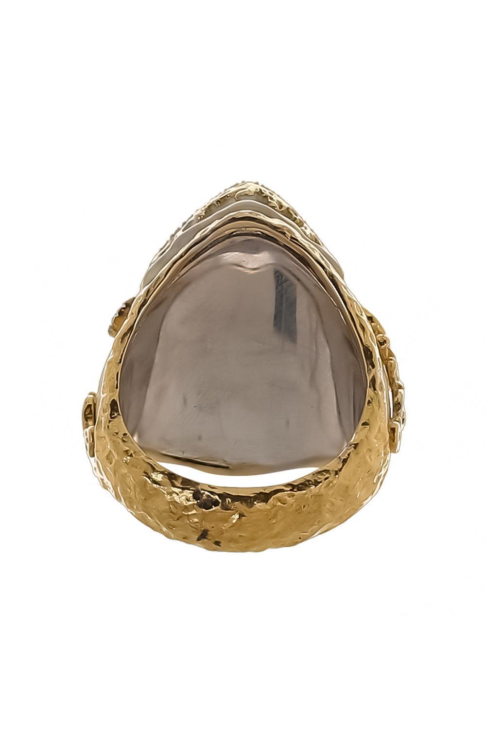  Black Tourmaline Diamond White Enamel Ring-SILVER-7.75-JEWELRYFINE JEWELRING-VICTOR VELYAN 