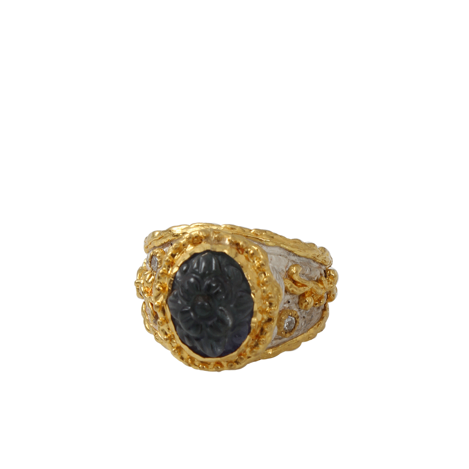 VICTOR VELYAN-Carved Tanzanite Rind-YELLOW GOLD