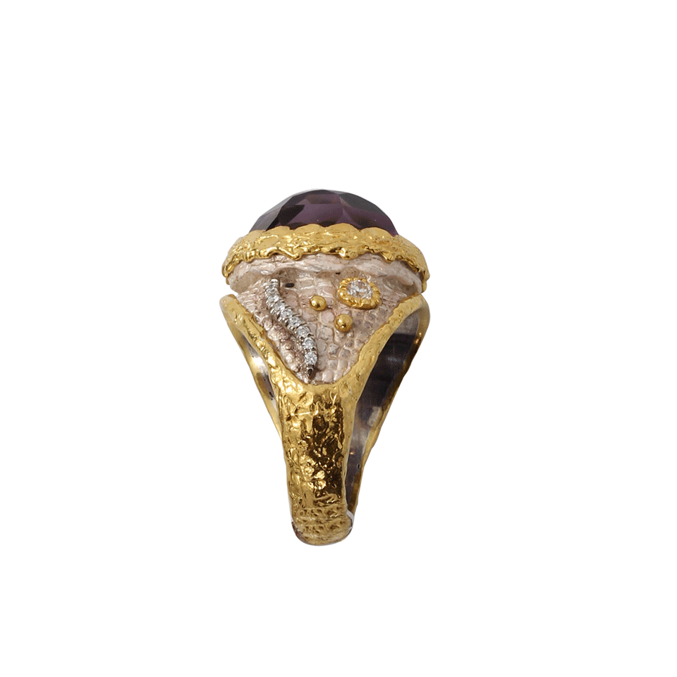VICTOR VELYAN-Amethyst And White Patina Ring-YELLOW GOLD