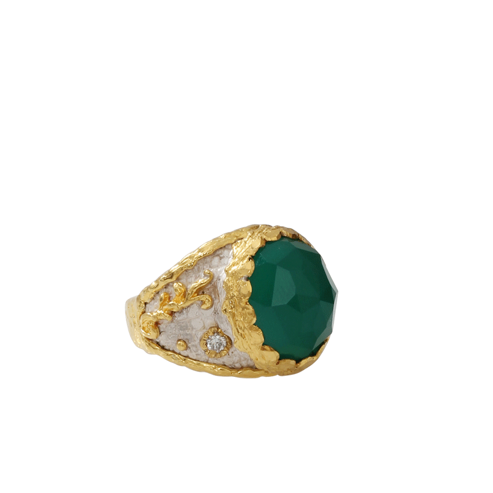 VICTOR VELYAN-Green Onyx Ring-YELLOW GOLD