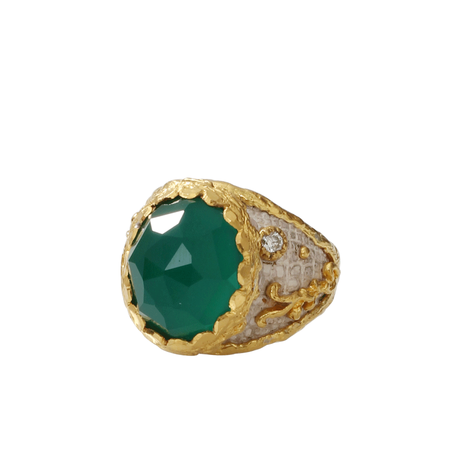 VICTOR VELYAN-Green Onyx Ring-YELLOW GOLD