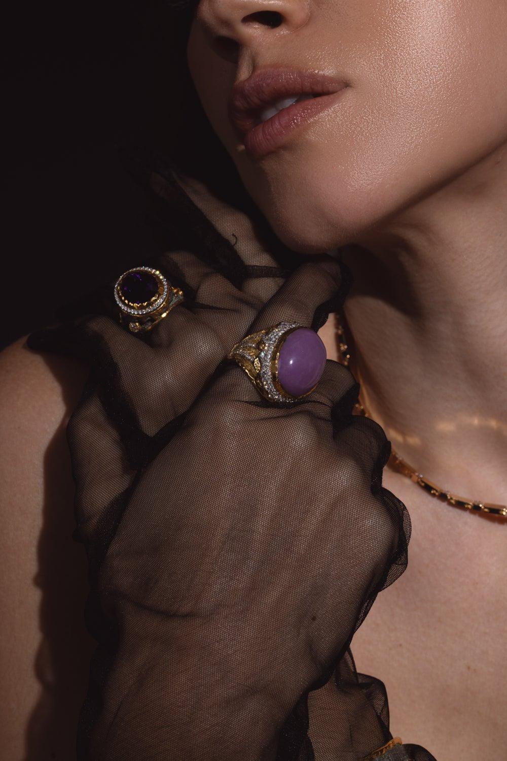 VICTOR VELYAN-Phosphosiderite Ring-YELLOW GOLD