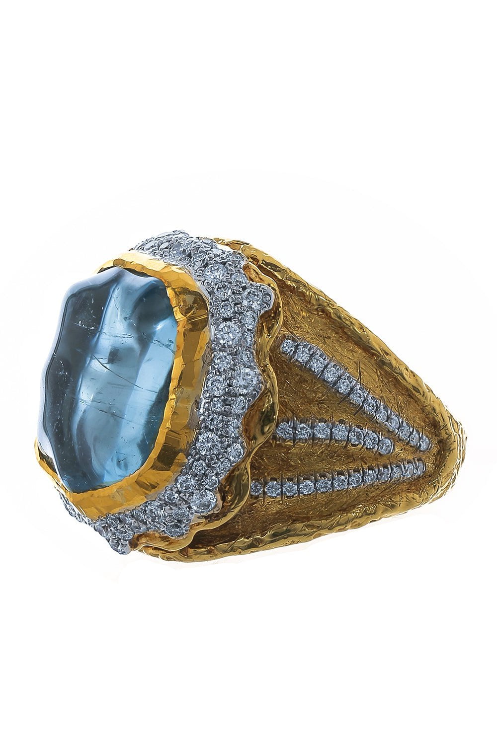 VICTOR VELYAN-Aquamarine Diamond Ring-YELLOW GOLD