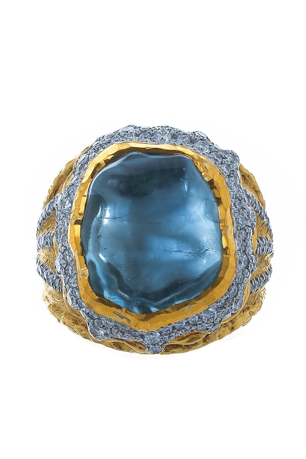 VICTOR VELYAN-Aquamarine Diamond Ring-YELLOW GOLD