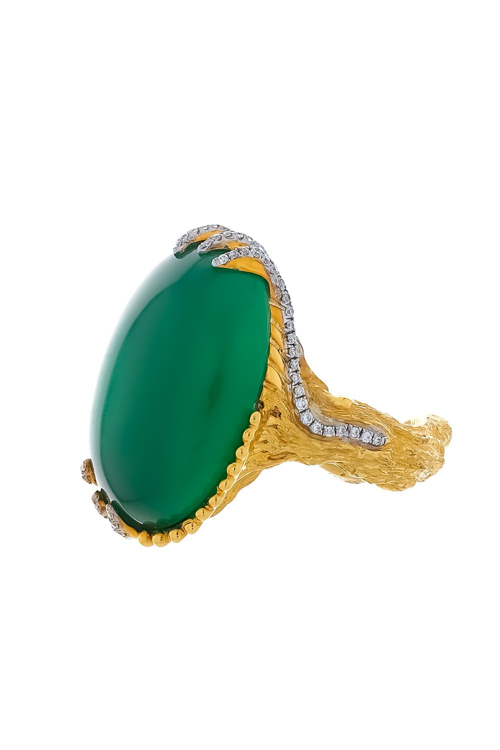 VICTOR VELYAN-Chrysoprase Diamond Ring-YELLOW GOLD