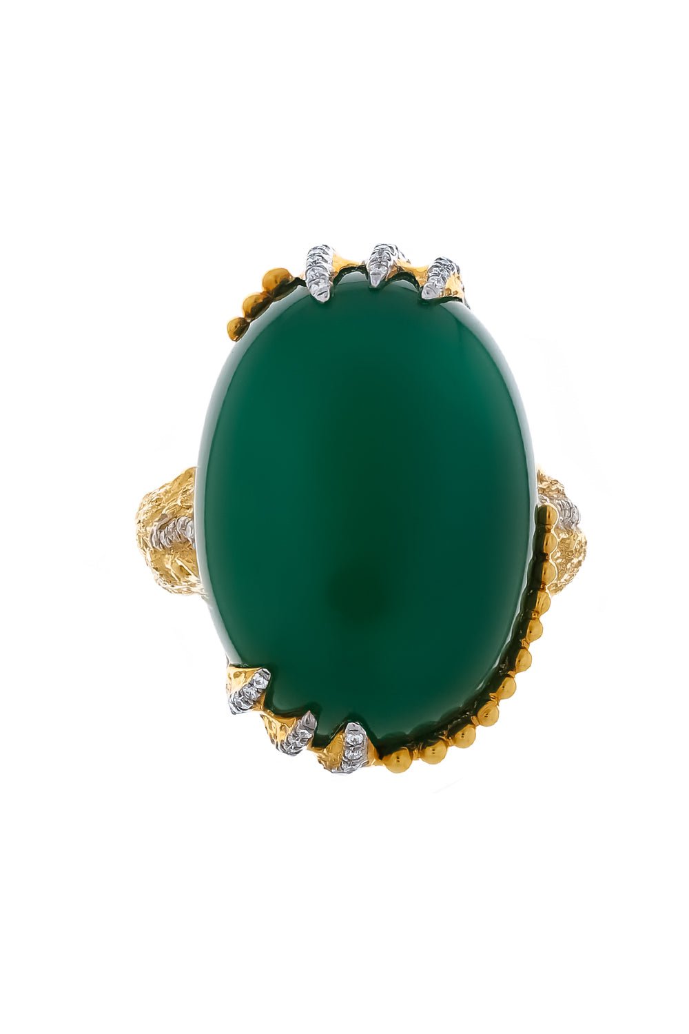 VICTOR VELYAN-Chrysoprase Diamond Ring-YELLOW GOLD