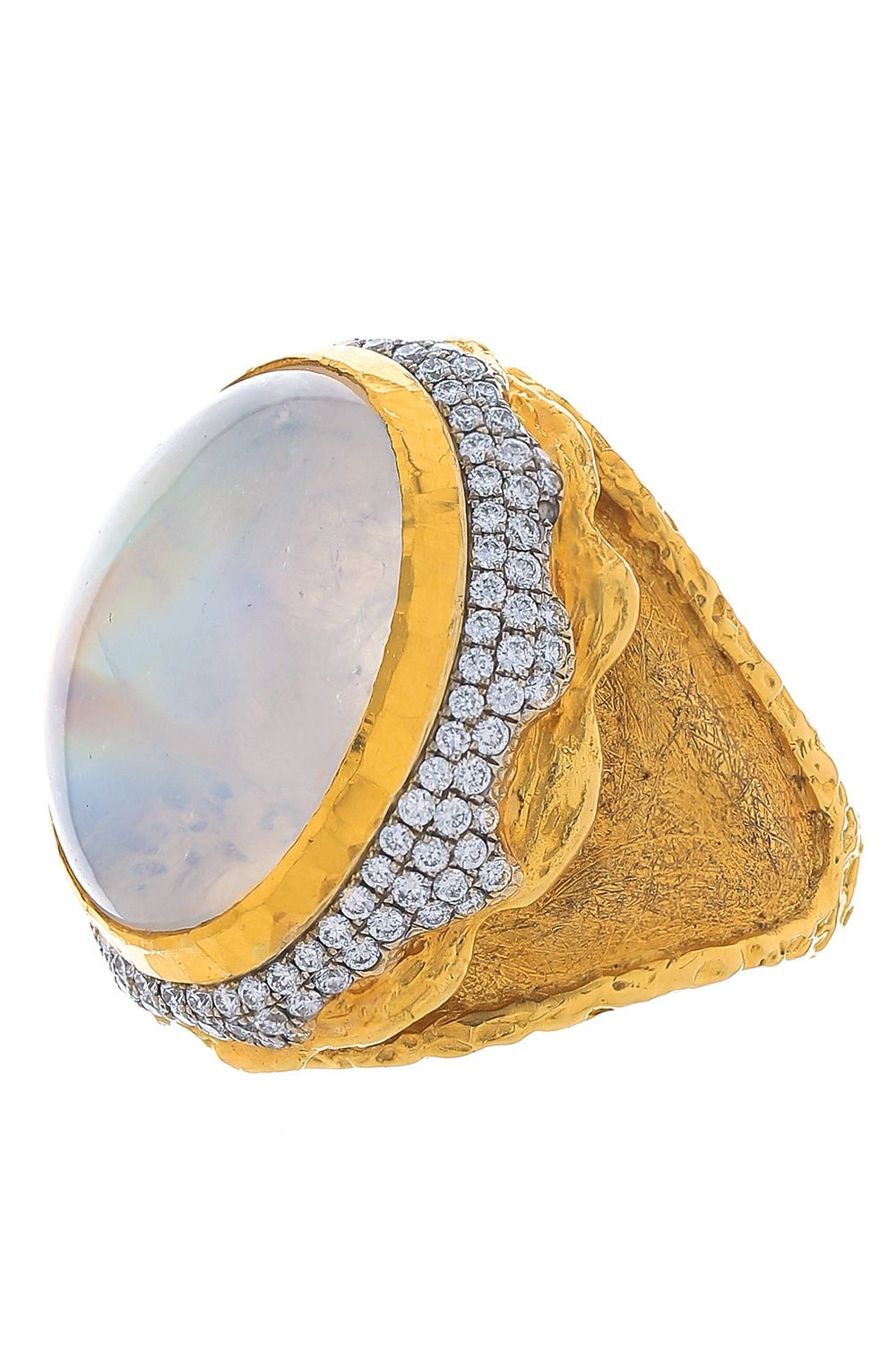 VICTOR VELYAN-Moonstone and Diamond Ring-YELLOW GOLD