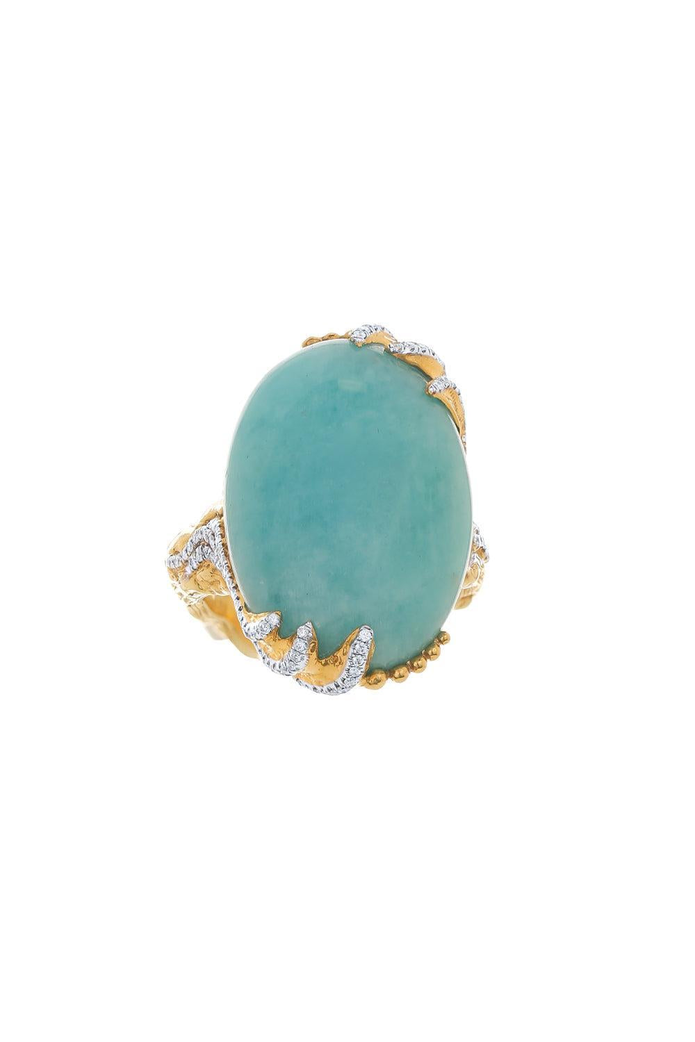 Amazonite Diamond Ring-YELLOW GOLD-7.5-JEWELRYFINE JEWELRING-VICTOR VELYAN