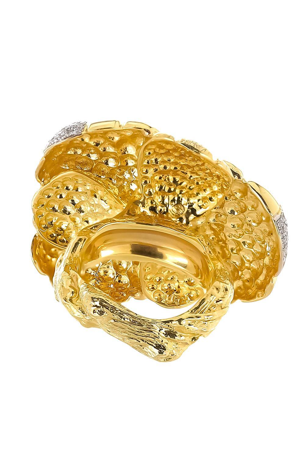 Brown Zircon Diamonds Flower Ring-YELLOW GOLD-7.5-JEWELRYFINE JEWELRING-VICTOR VELYAN