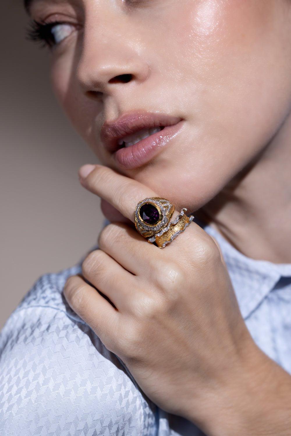 VICTOR VELYAN-Purple Garnet Ring-YELLOW GOLD