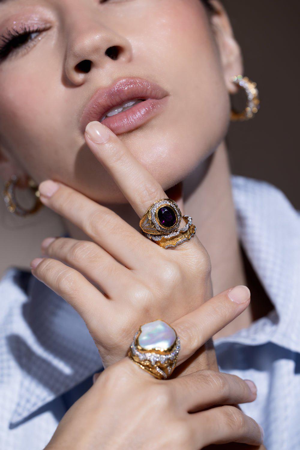 VICTOR VELYAN-Purple Garnet Ring-YELLOW GOLD