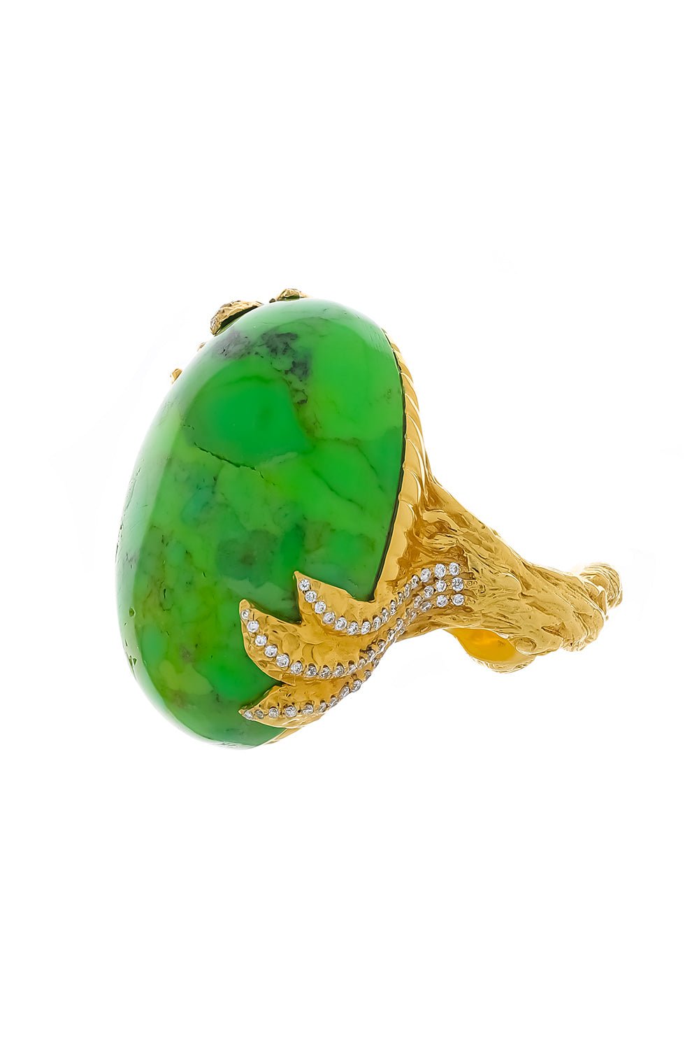 VICTOR VELYAN-Green Turquoise Diamond Ring-YELLOW GOLD