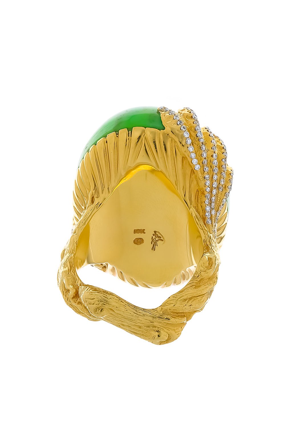 VICTOR VELYAN-Green Turquoise Diamond Ring-YELLOW GOLD