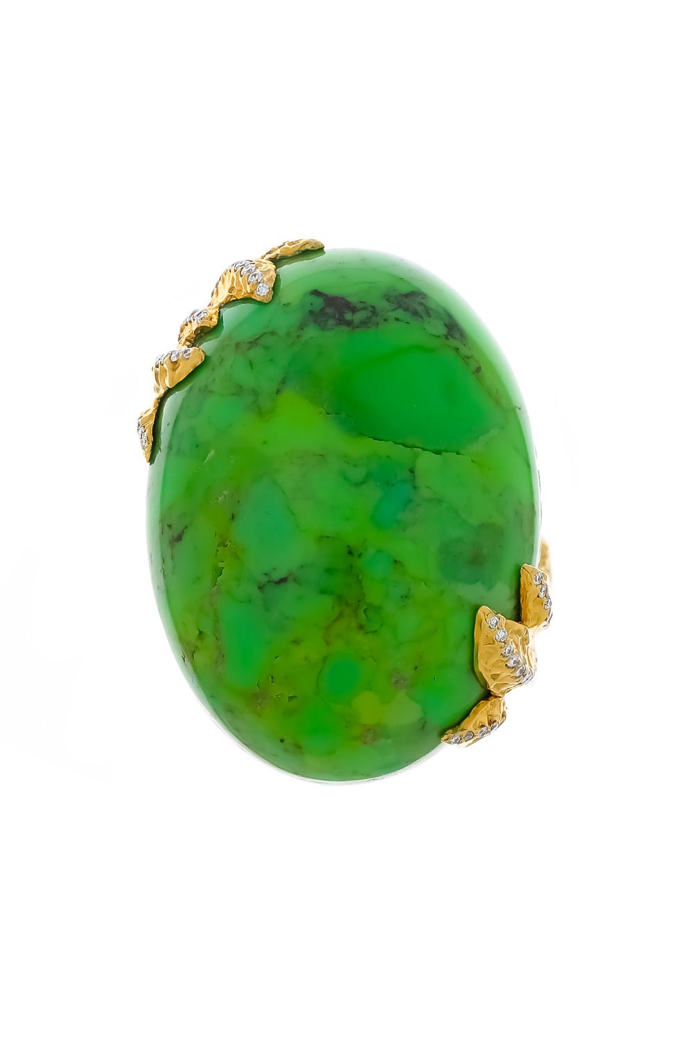 VICTOR VELYAN-Green Turquoise Diamond Ring-YELLOW GOLD