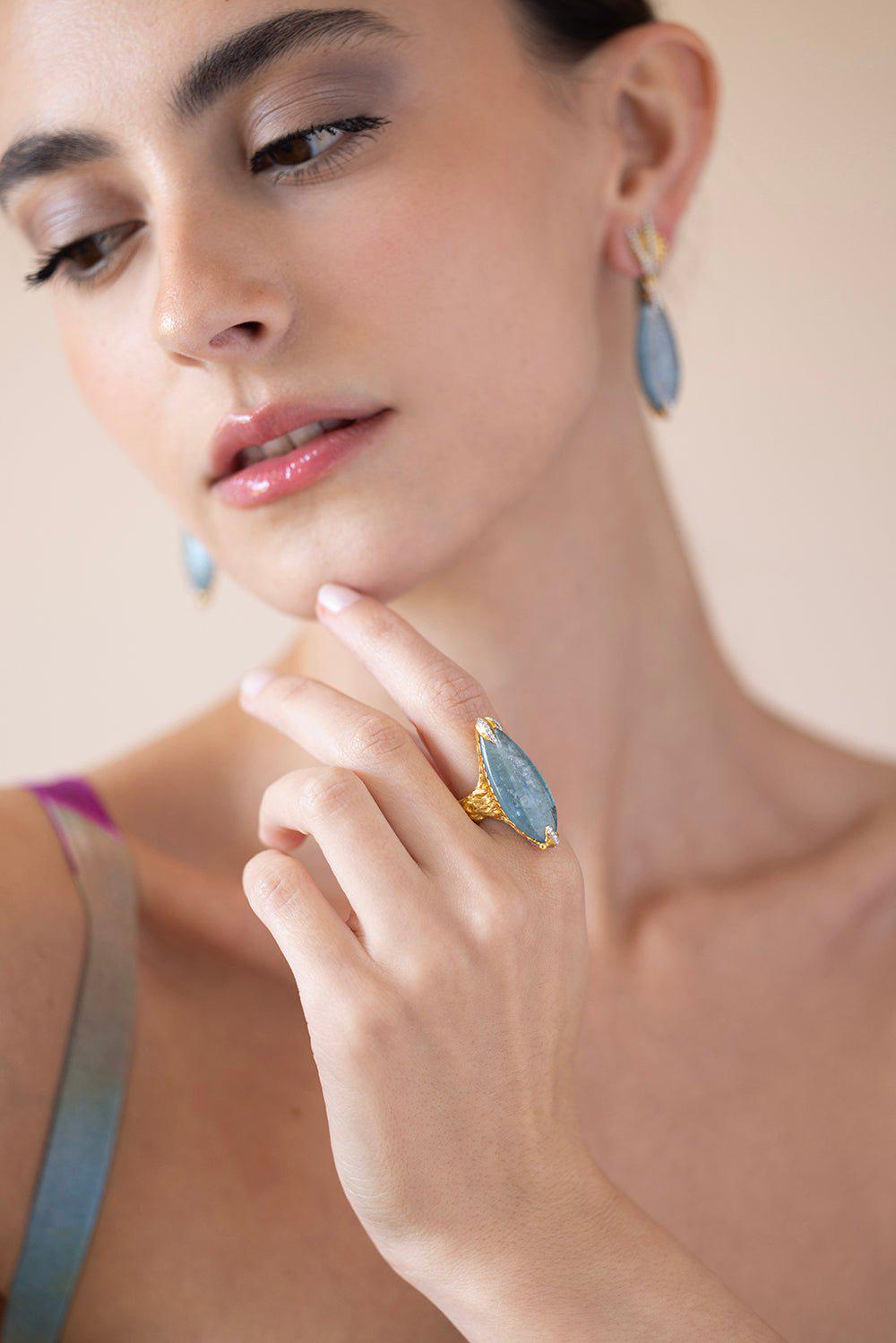 VICTOR VELYAN-Kyanite Diamond Ring-YELLOW GOLD