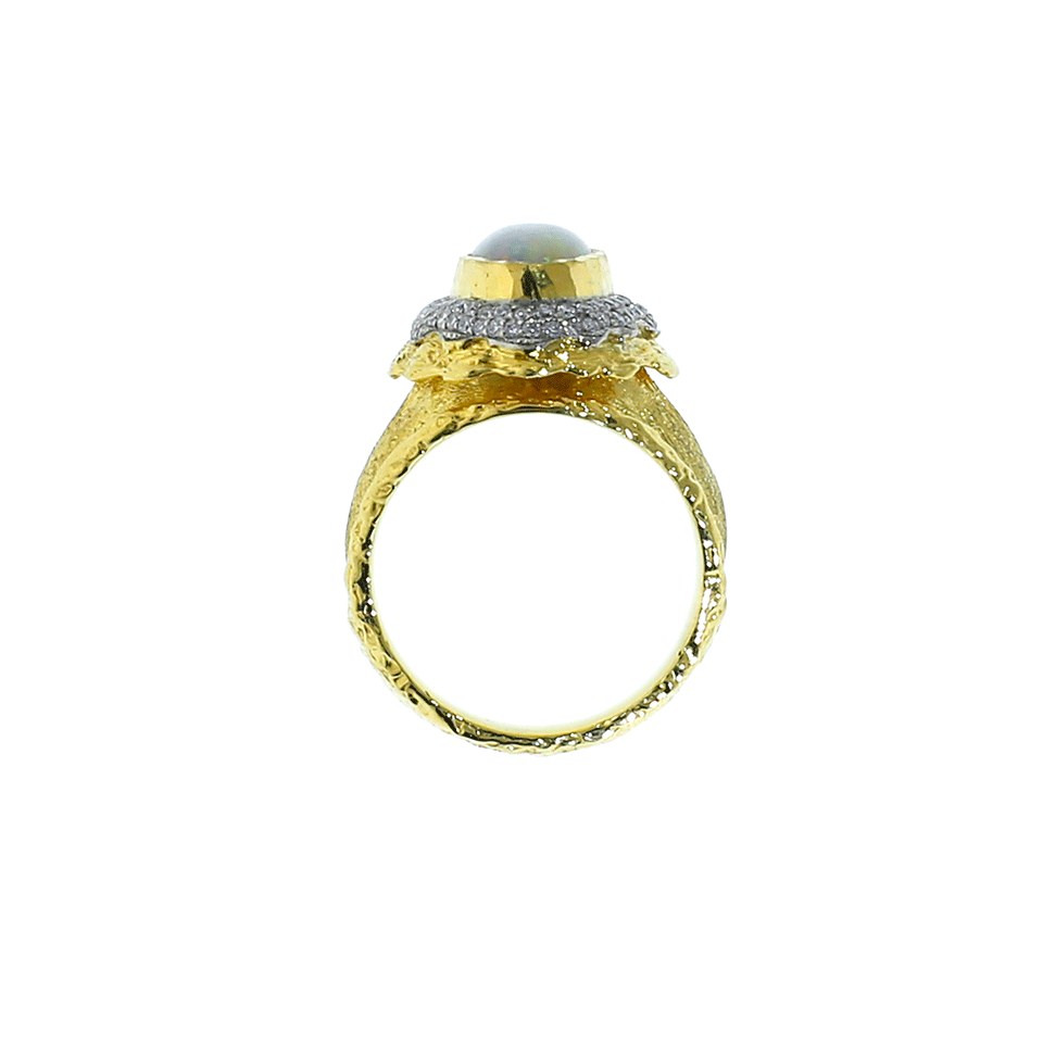 VICTOR VELYAN-Black Opal And Diamond Ring-YELLOW GOLD