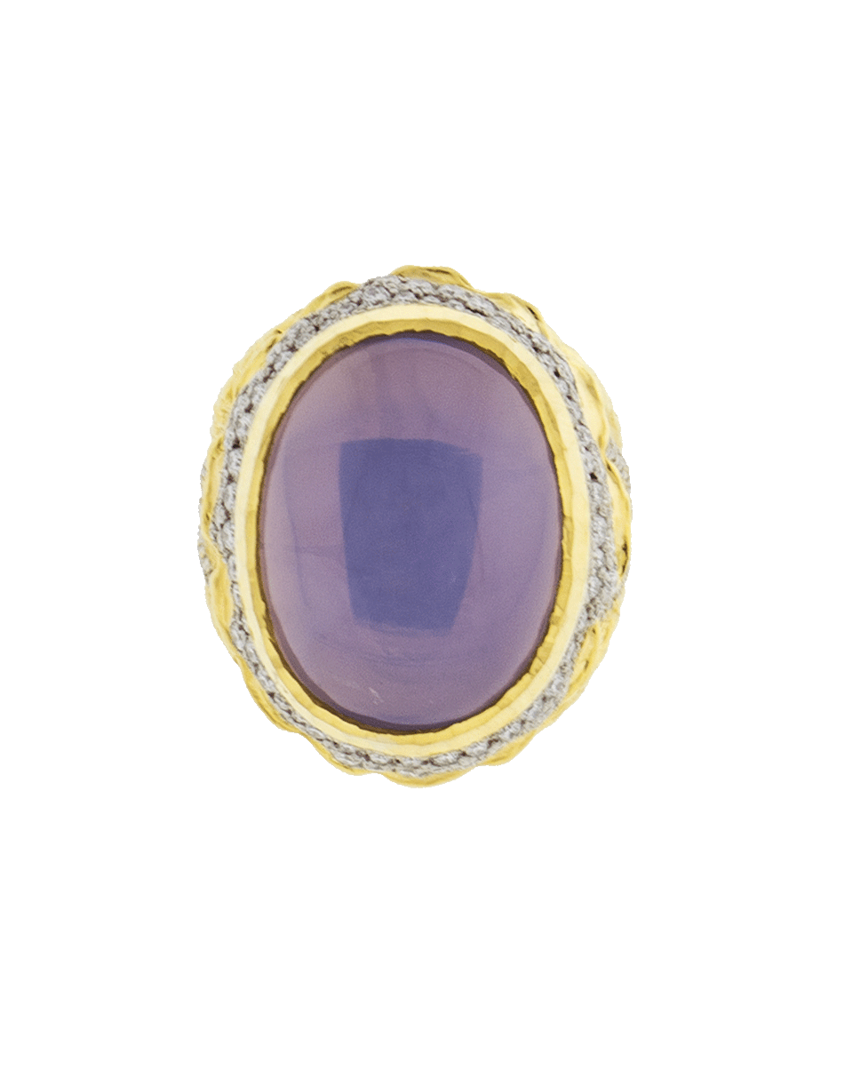 VICTOR VELYAN-Cabochon Moon Quartz Ring-YELLOW GOLD