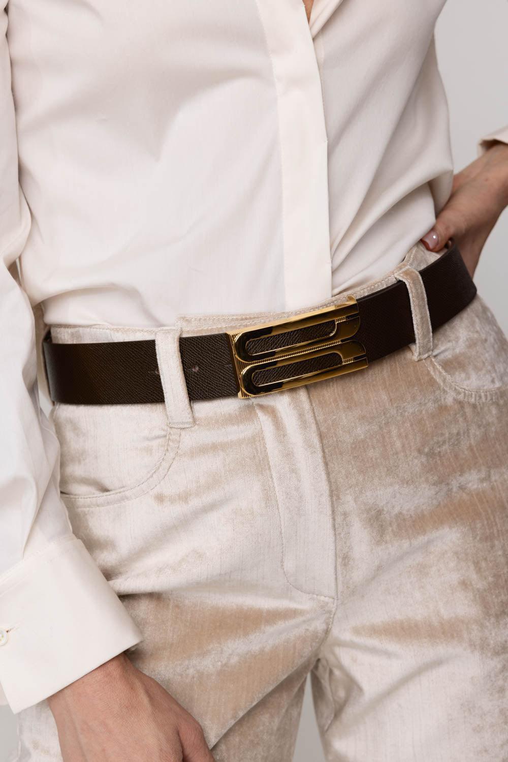 VICTORIA BECKHAM-Jumbo Frame Belt - Khaki-
