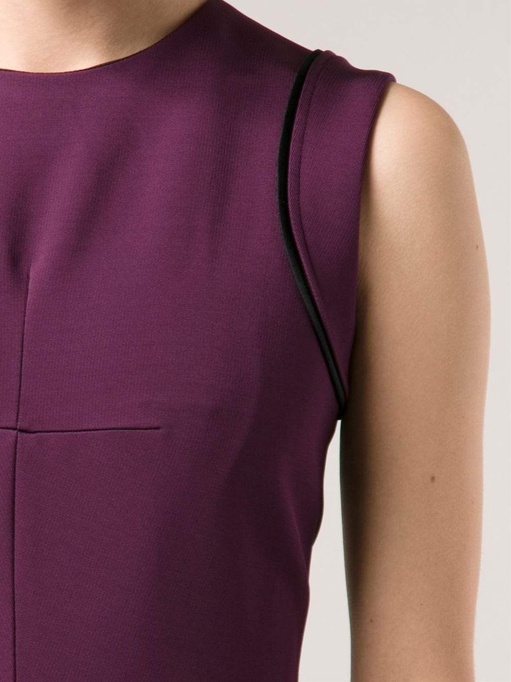 VICTORIA BECKHAM-Crewneck Fitted Back Zip Dress-