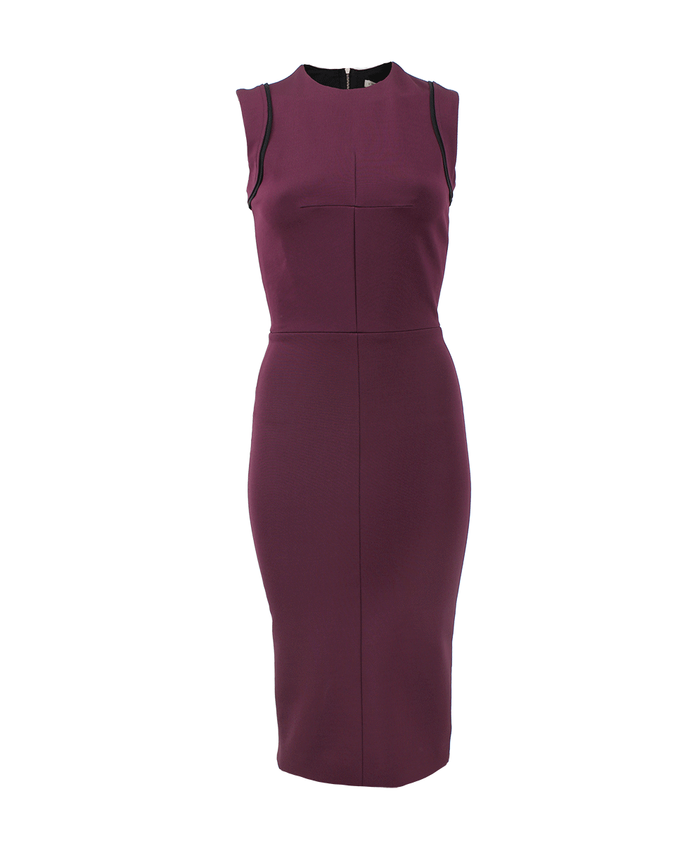 VICTORIA BECKHAM-Crewneck Fitted Back Zip Dress-