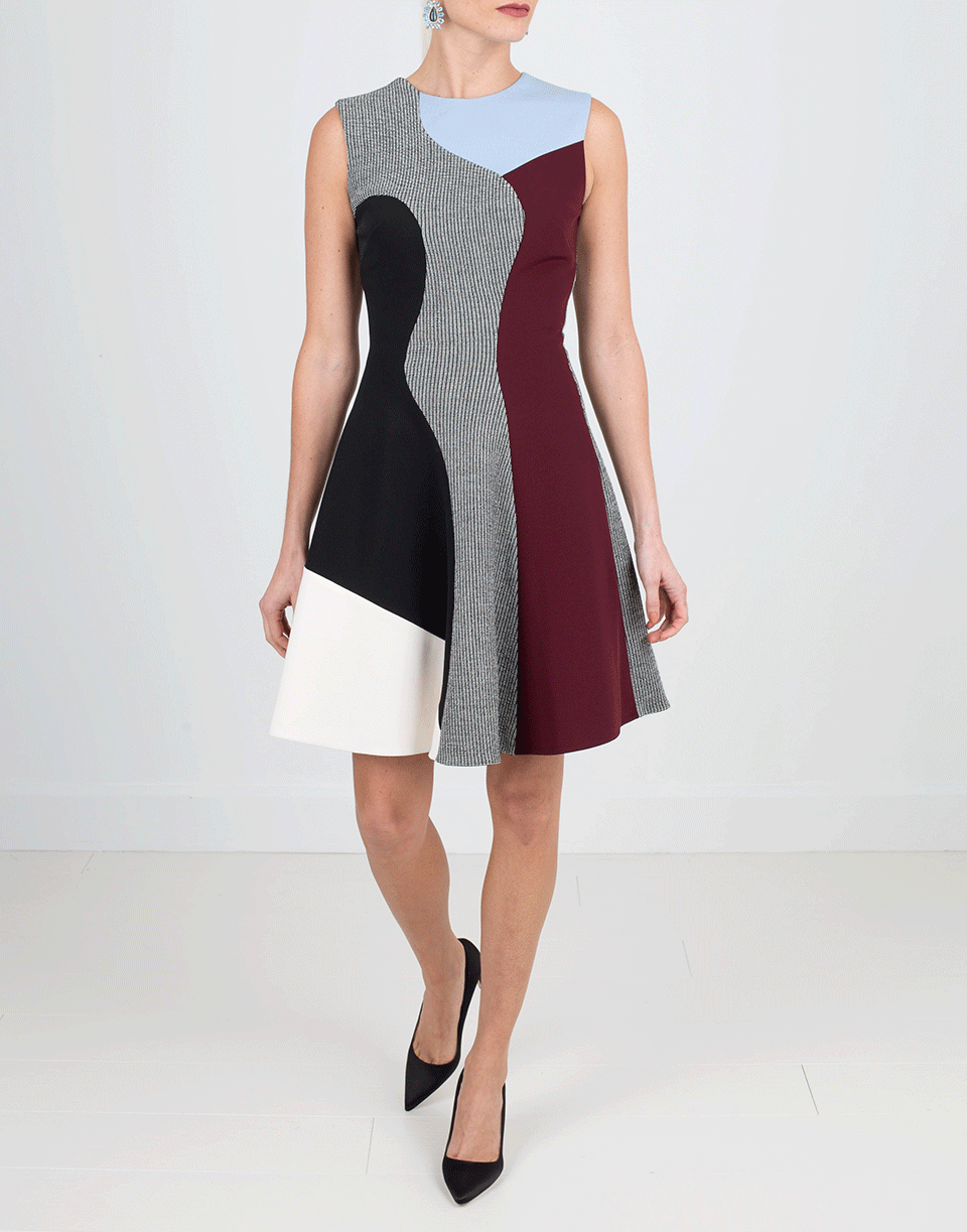 VICTORIA BECKHAM-Houndstooth Flare Mini Dress-