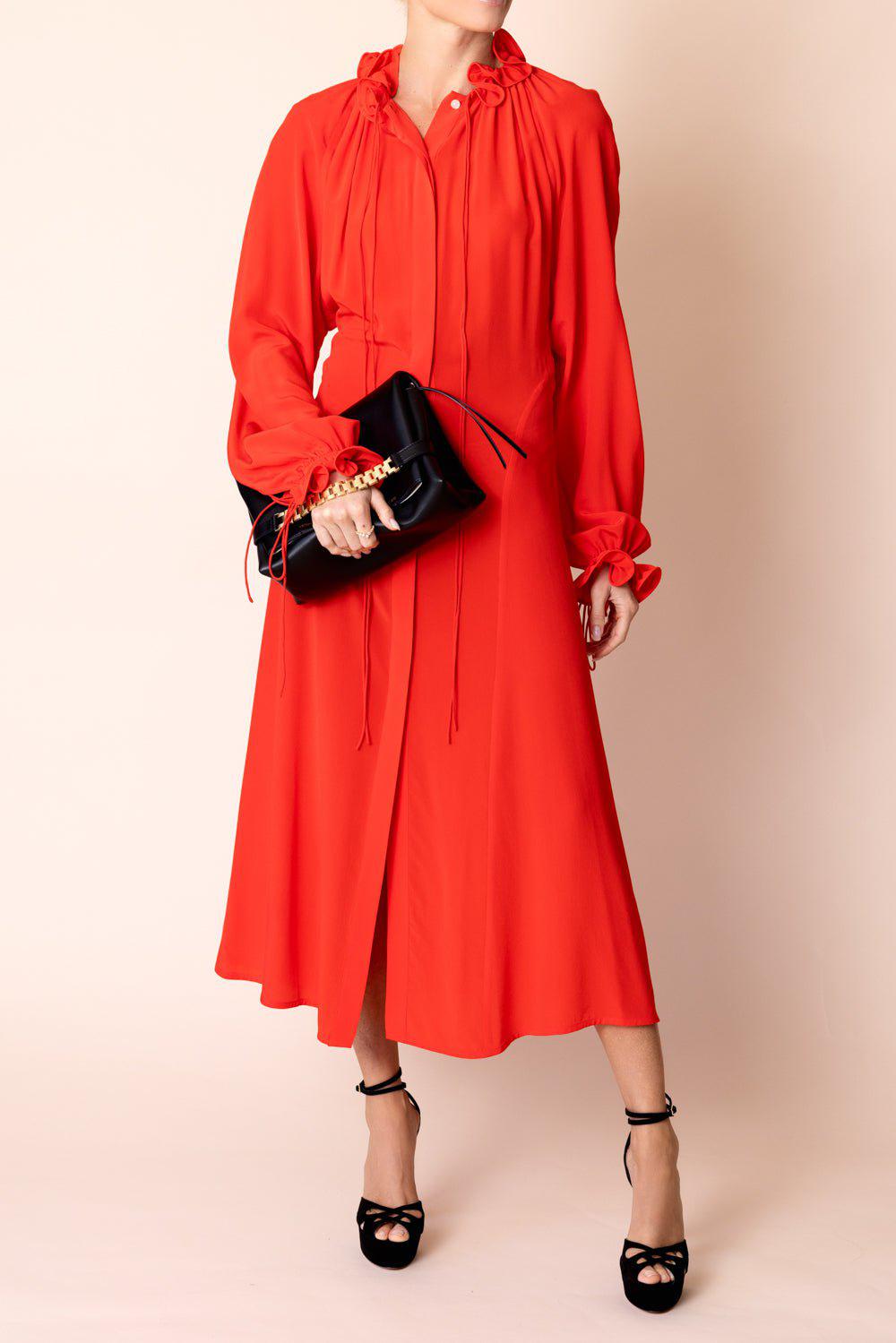 VICTORIA BECKHAM-Pleated Shirtdress-