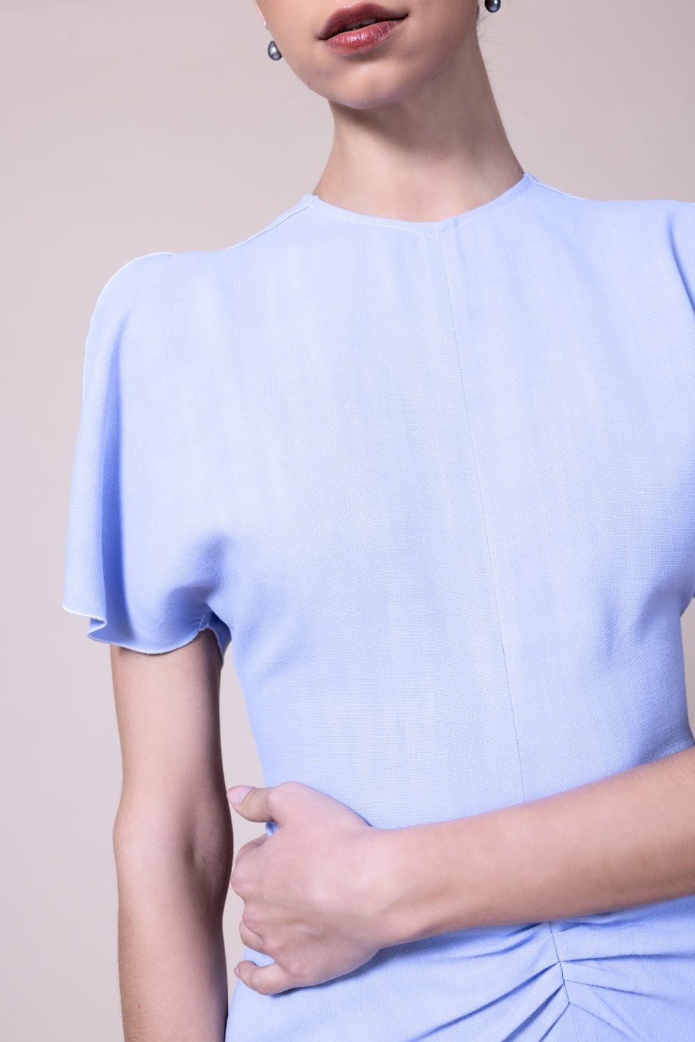 VICTORIA BECKHAM-Gathered Waist Midi Dress - Frost-