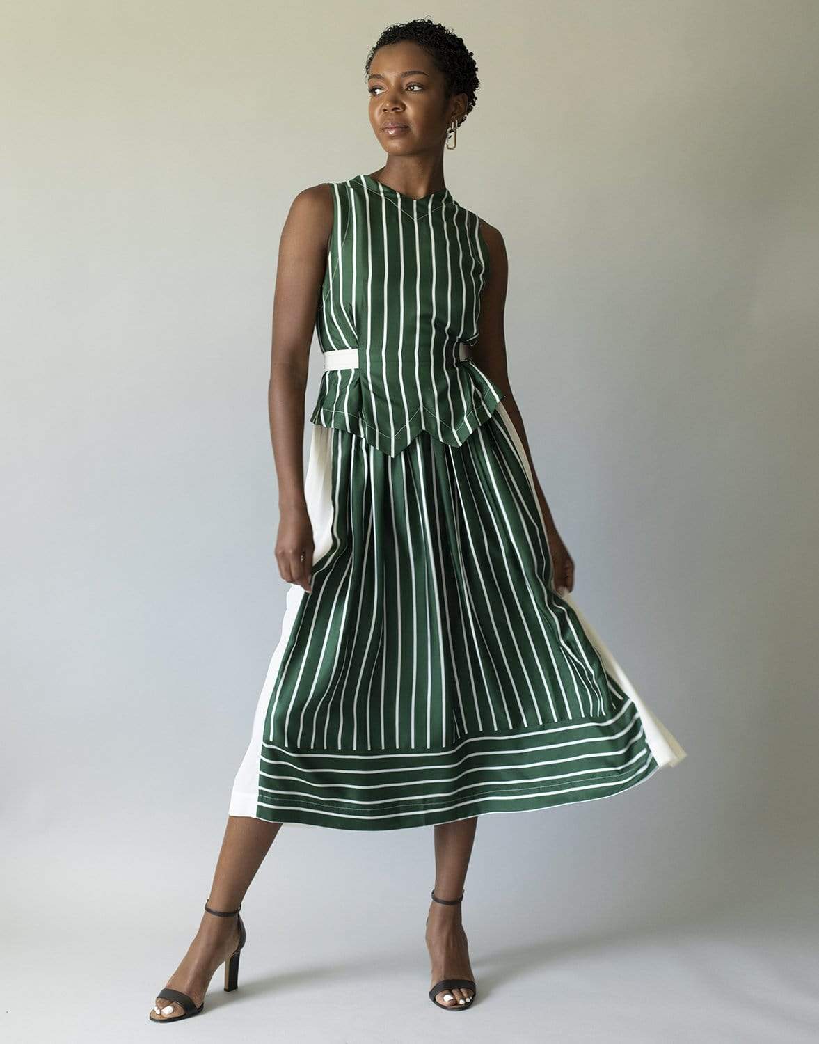VICTORIA BECKHAM-Waistcoat Leather Belted Dress-