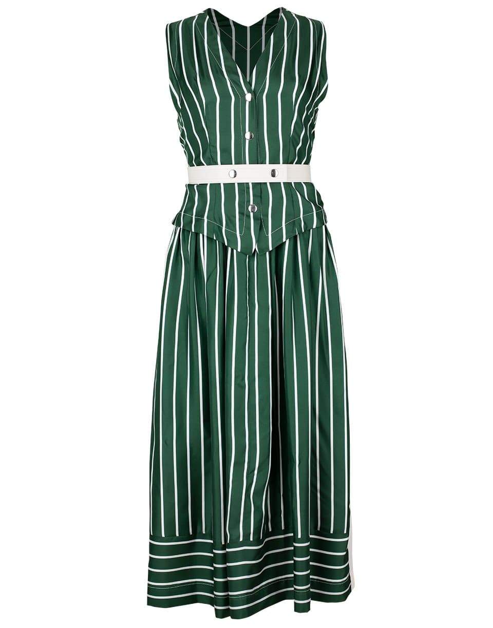 VICTORIA BECKHAM-Waistcoat Leather Belted Dress-