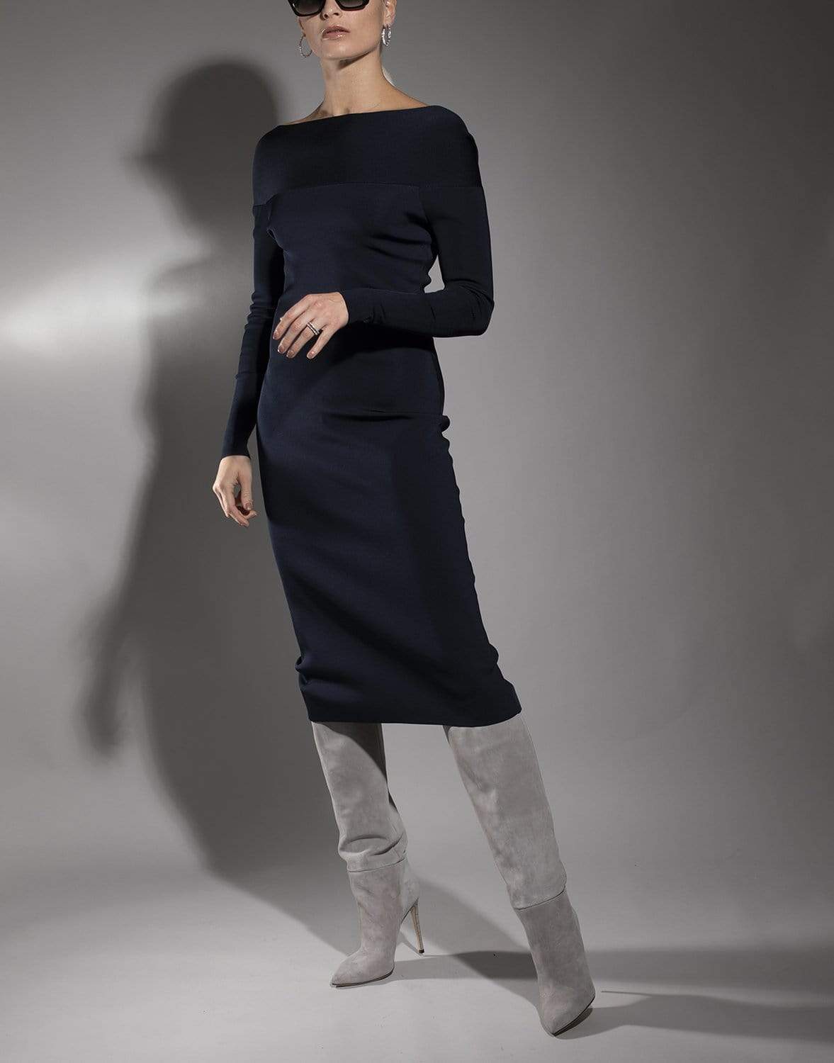 VICTORIA BECKHAM-Scoop Back Boatneck Dress-