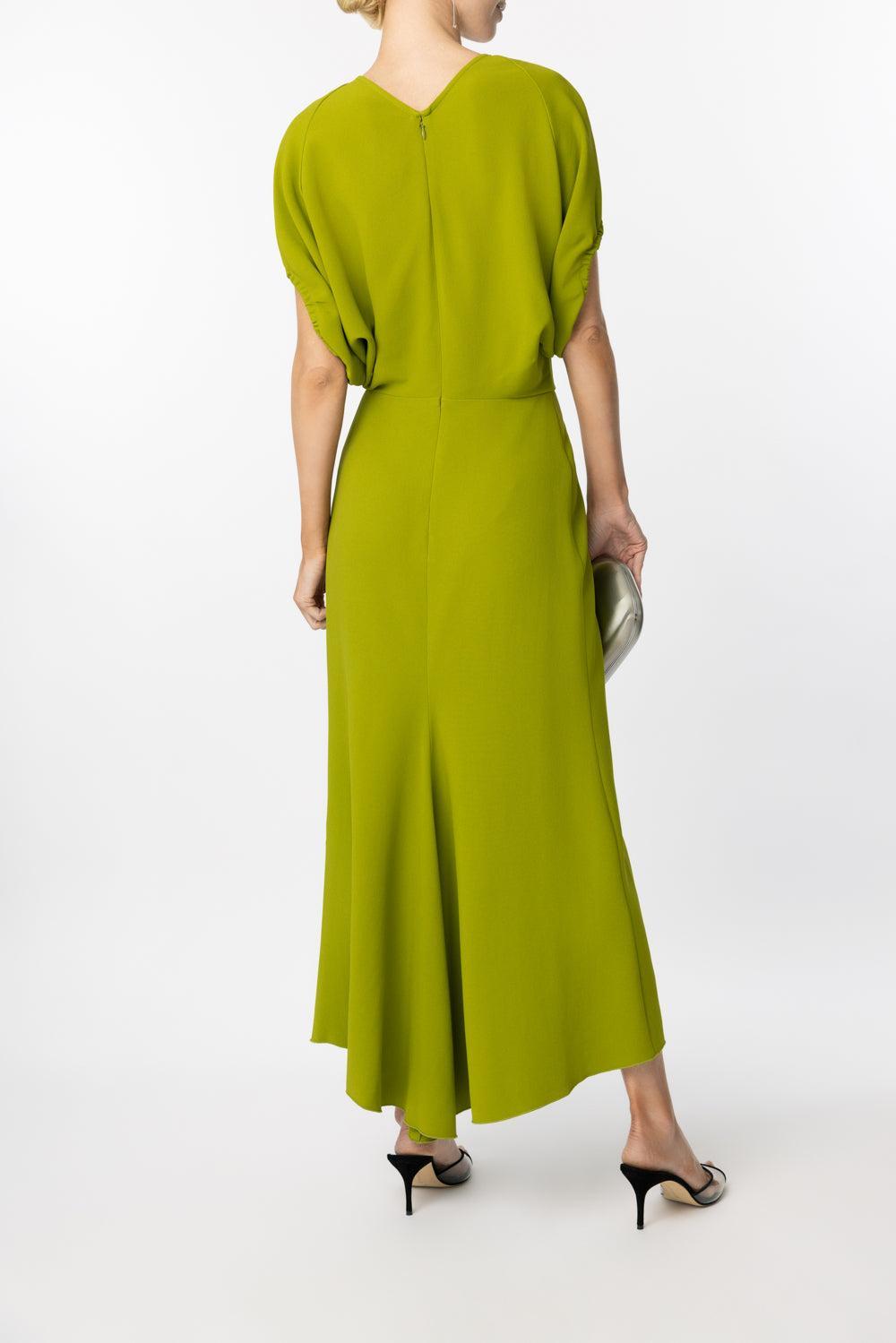 Blouson Detail Midi Dress-PARAKEET-0-CLOTHINGDRESSCASUAL-VICTORIA BECKHAM