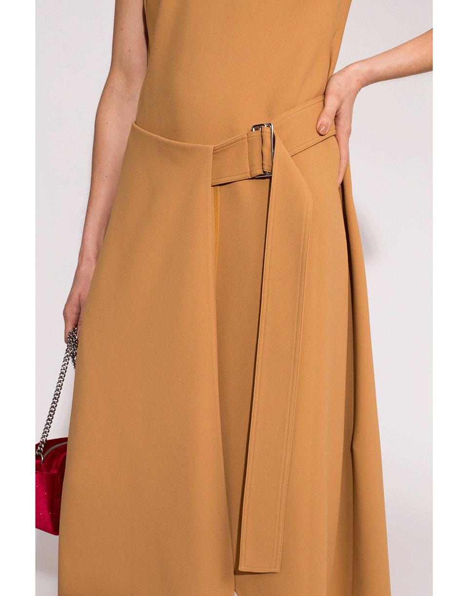 VICTORIA BECKHAM-Belted Flare Midi Dress-