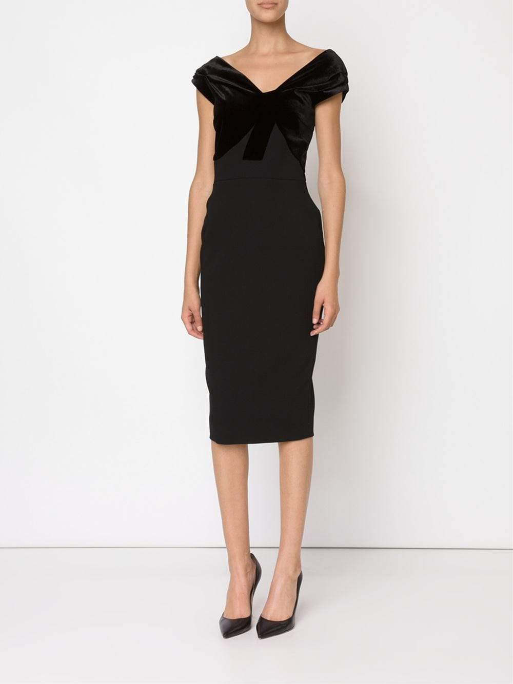 VICTORIA BECKHAM-Velvet Top Bow Dress-