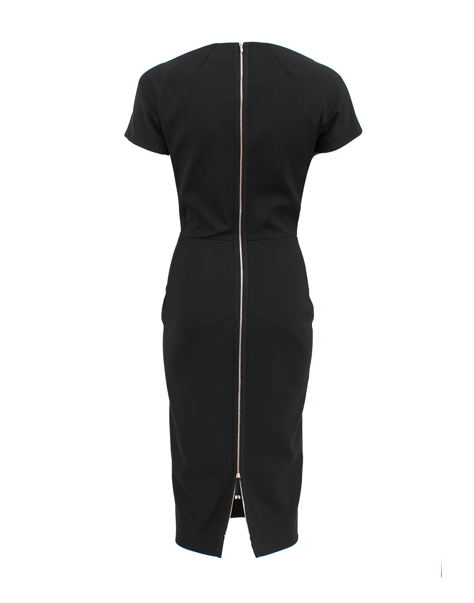 VICTORIA BECKHAM-Short Sleeve Bateau Neck Dress-
