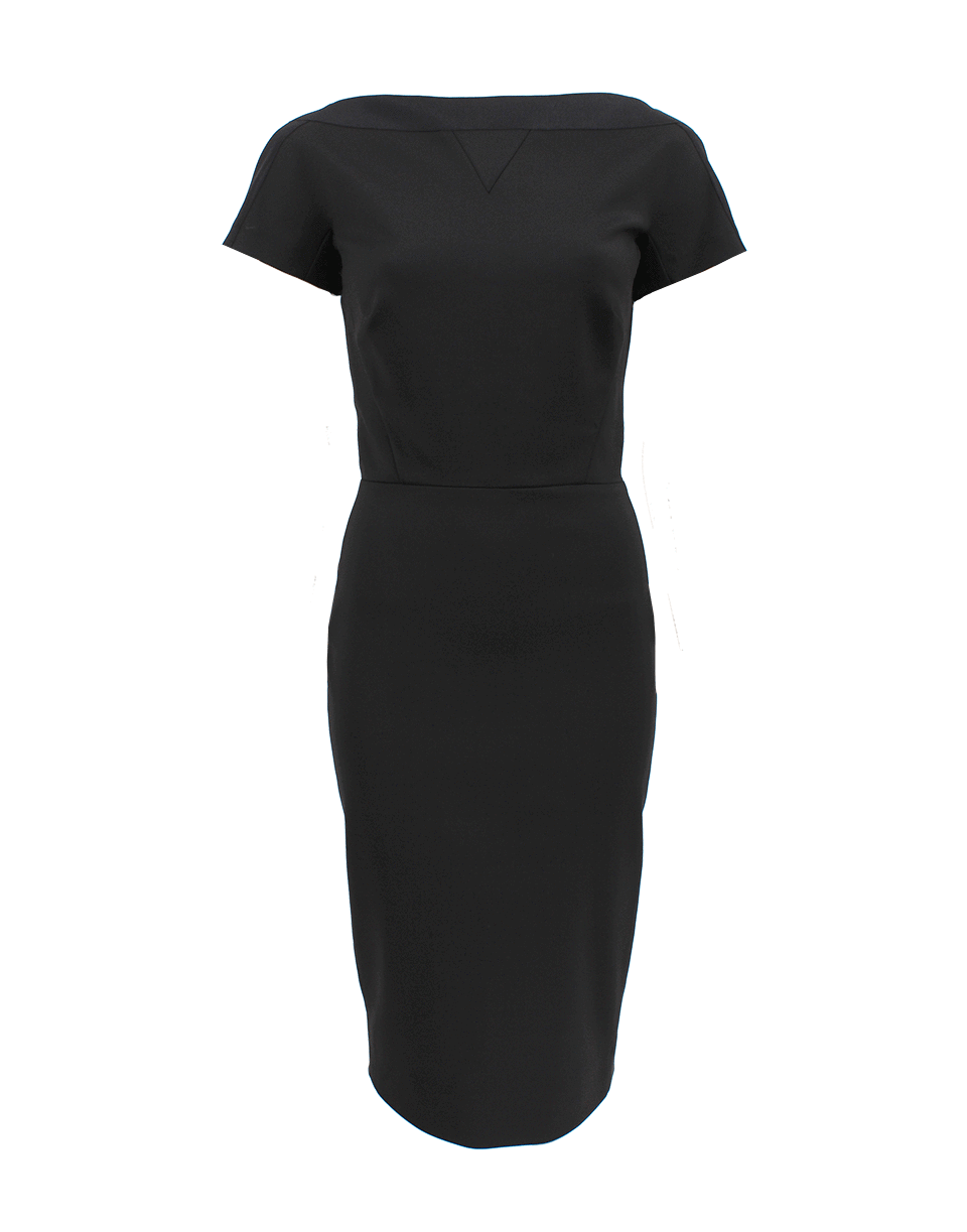 VICTORIA BECKHAM-Short Sleeve Bateau Neck Dress-