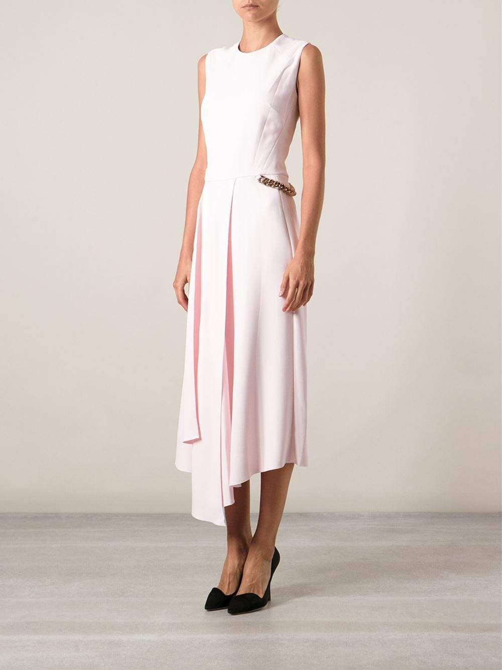 VICTORIA BECKHAM-Front Drape Midi Chain Side Dress-