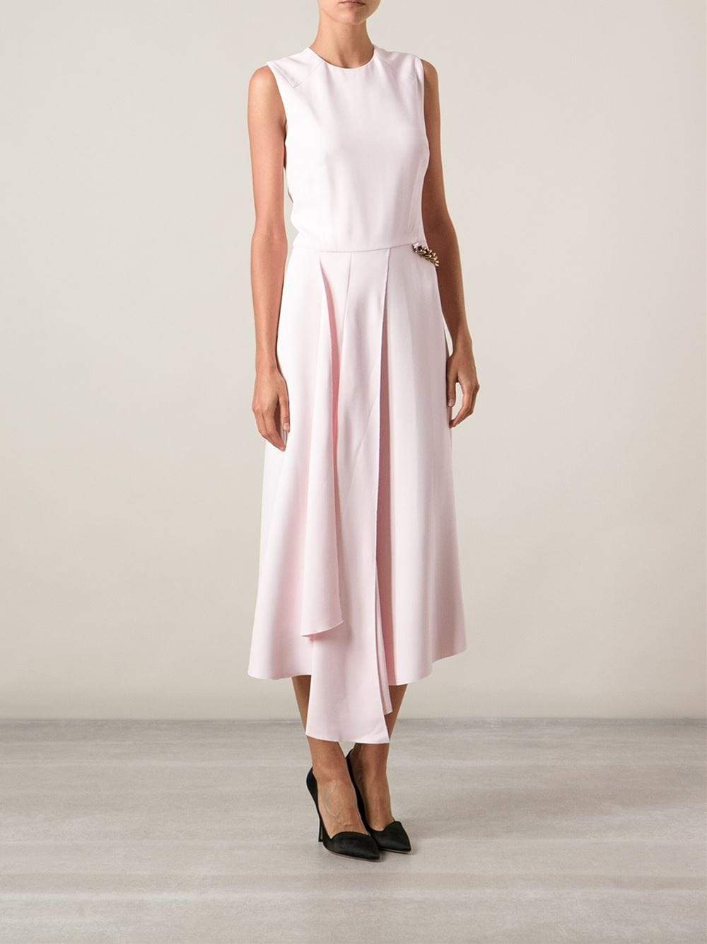 VICTORIA BECKHAM-Front Drape Midi Chain Side Dress-