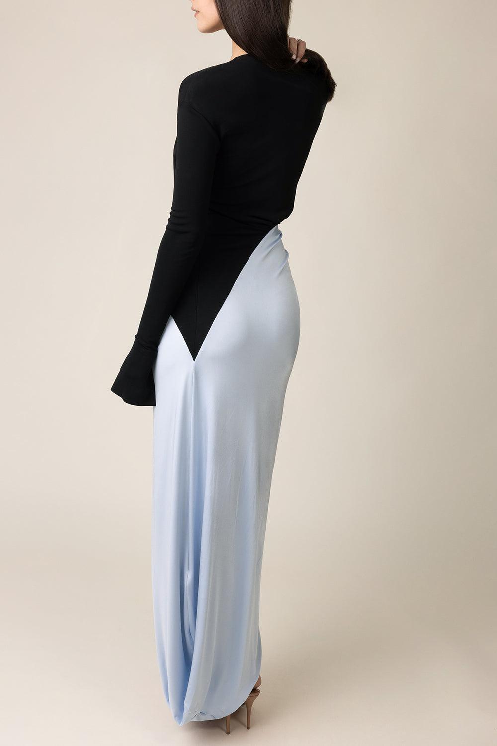 Long Sleeve Knot Gown-BLK/ICEB-4-CLOTHINGDRESSGOWN-VICTORIA BECKHAM