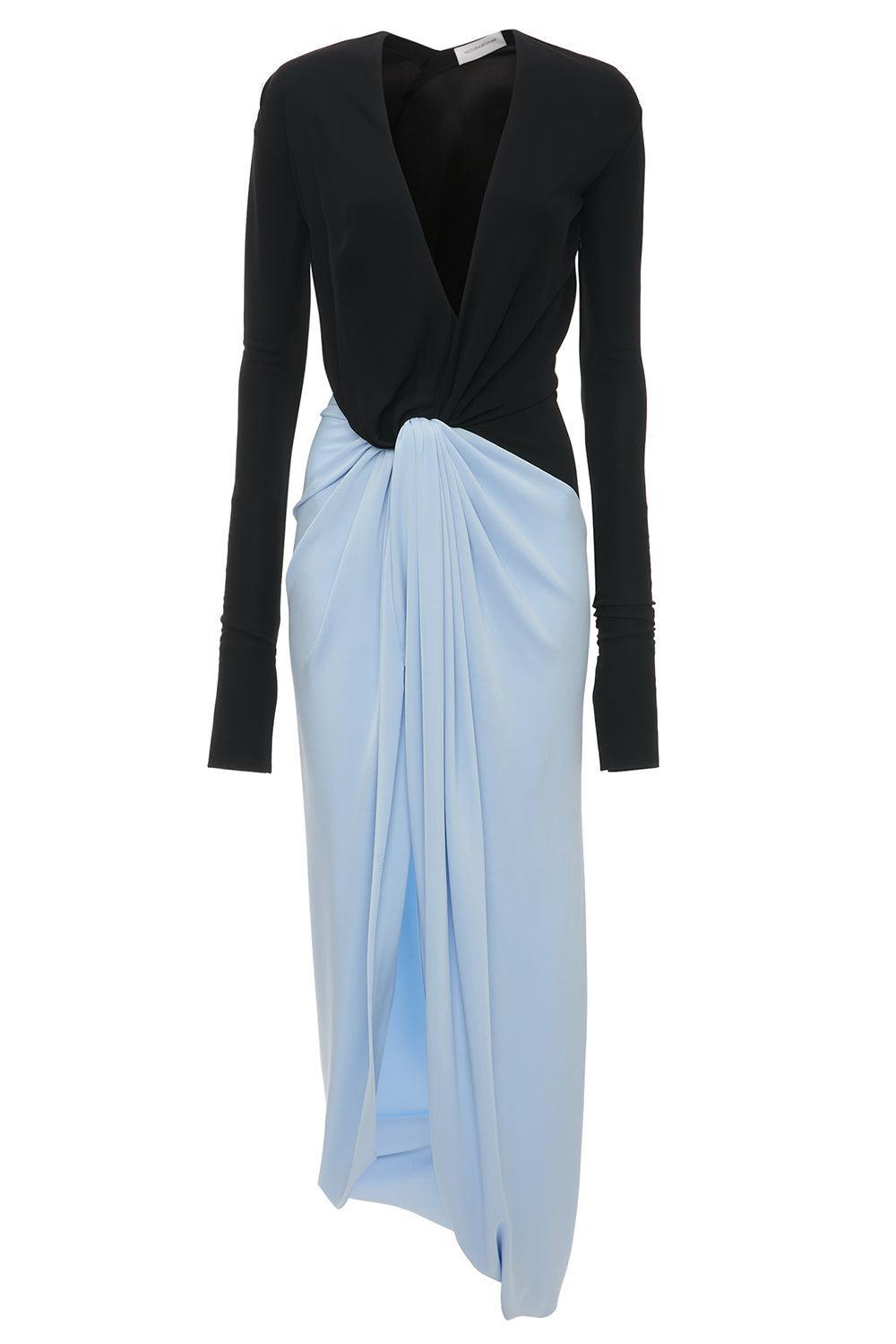Long Sleeve Knot Gown-BLK/ICEB-4-CLOTHINGDRESSGOWN-VICTORIA BECKHAM