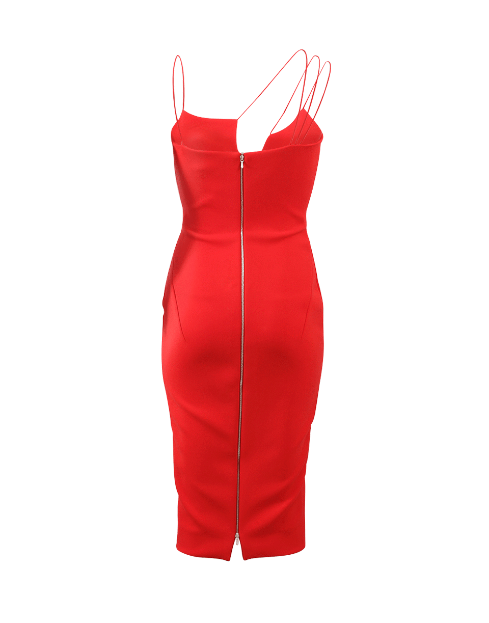 VICTORIA BECKHAM-Asymmetric Cut-Out Dress-CANDYRED