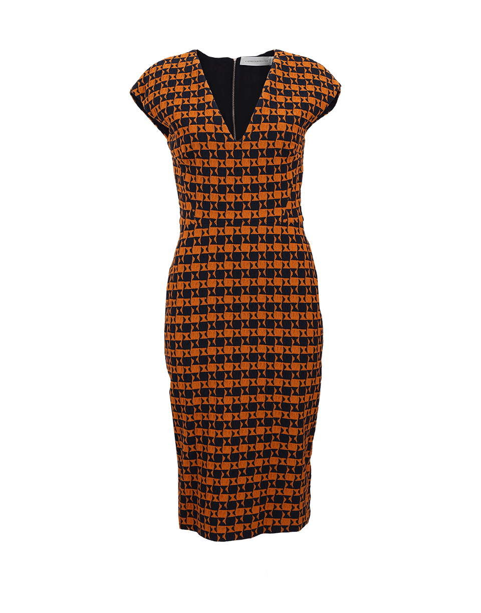VICTORIA BECKHAM-Square Print Dress-